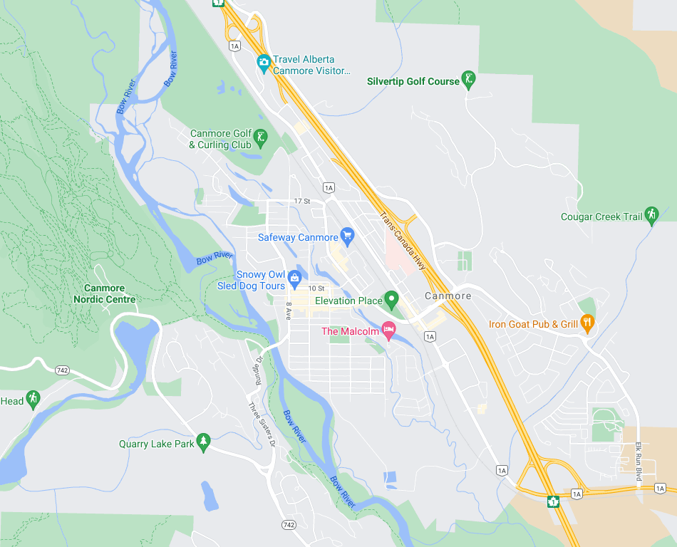Map of Canmore Alberta